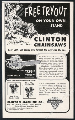 1954 clinton chain saw - clinton,